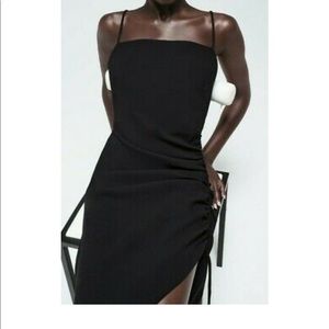 Zara draped dress. Midi. Black. Small.